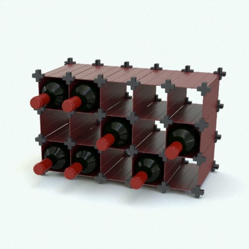 Revit Family / 3D Model - Crosses Wine Rack Rendered in Revit