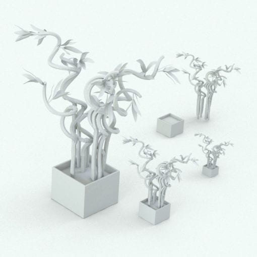 Revit Family / 3D Model - Curly Bamboo Variations