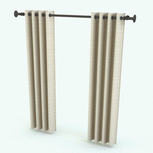 Revit Family / 3D Model - Curtain Panels With Rings Rendered in Revit