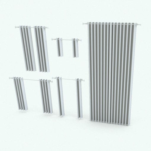 Revit Family / 3D Model - Curtain Panels With Rings Variations