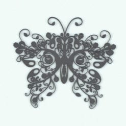 Revit Family / 3D Model - Deco Butterfly Wall Decoration Rendered in Revit