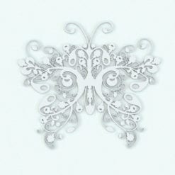 Revit Family / 3D Model - Deco Butterfly Wall Decoration Perspective