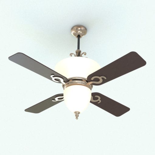 Revit Family / 3D Model - Elegant Ceiling Fan Rendered in Revit