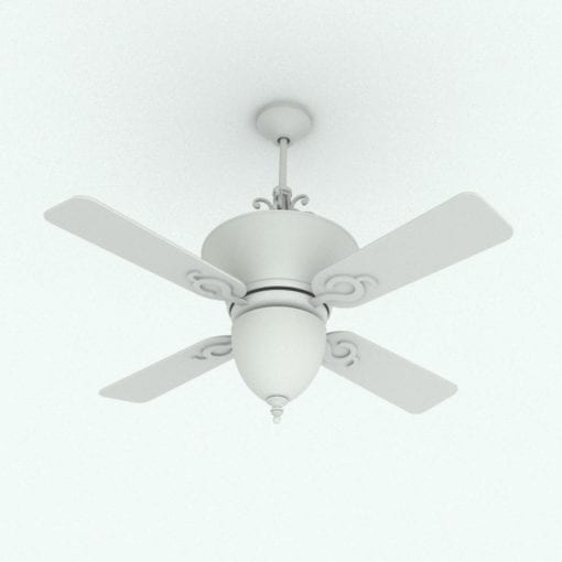 Revit Family / 3D Model - Elegant Ceiling Fan Perspective 1
