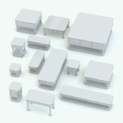 Revit Family / 3D Model - Elegant Living Room Tables Set Variations