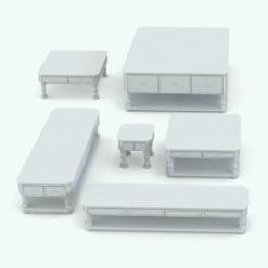 Revit Family / 3D Model - Elegant Living Room Tables Set Variations 1