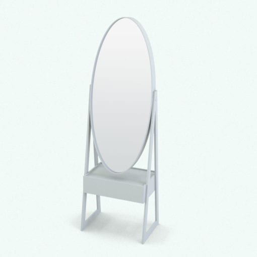 Revit Family / 3D Model - Elliptical Standing Mirror With Drawer Perspective
