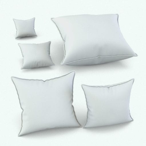 Revit Family / 3D Model - Square Cushion Euro Pillow With Piping Variations