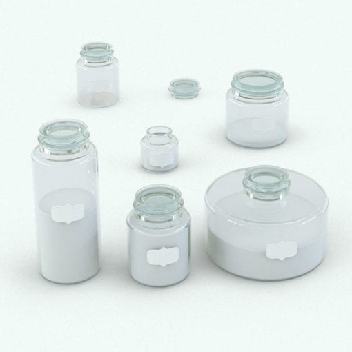 Revit Family / 3D Model - Glass Container With Label Variations