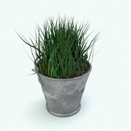 Revit Family / 3D Model - Grass in a Pot Rendered in Revit