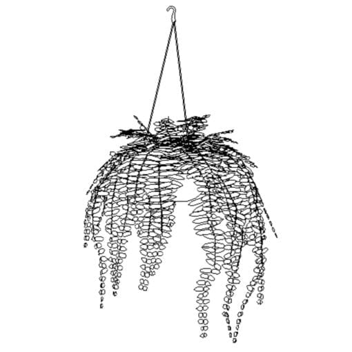Revit Family / 3D Model - Hanging Fern - Revit and AutoCAD Front View