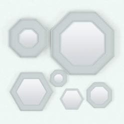 Revit Family / 3D Model - Hexagonal Octagonal Wall Mirror Variations