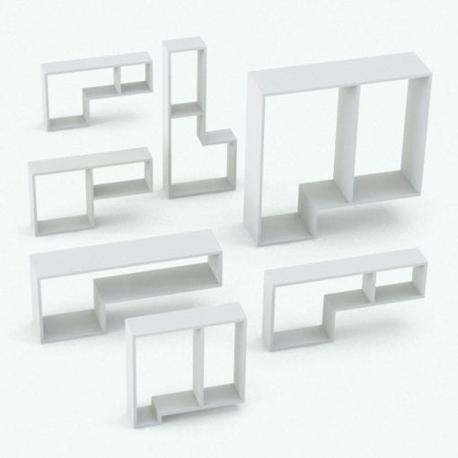 Revit Family / 3D Model - L-Shape Bookshelf Variations