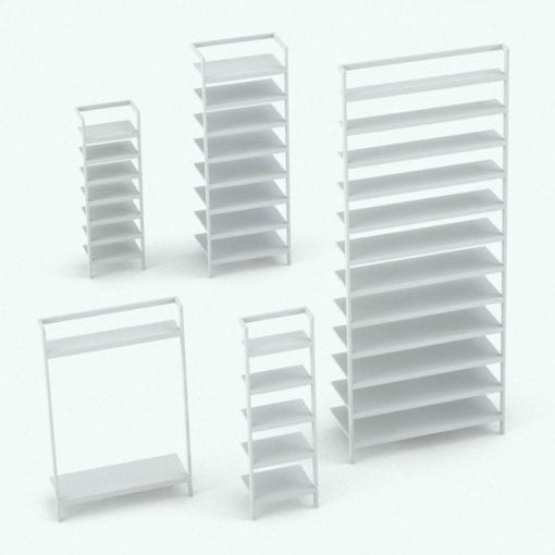 Revit Family / 3D Model - Lean Against Wall Bookshelf Variations