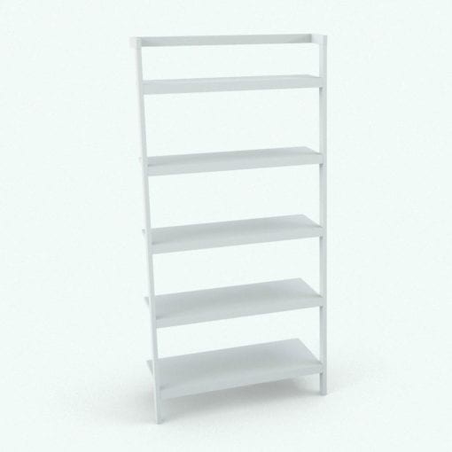 Revit Family / 3D Model - Lean Against Wall Bookshelf Perspective