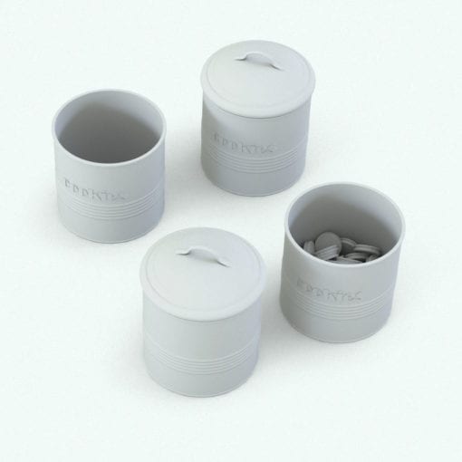 Revit Family / 3D Model - Metallic Cookie Jar With Lid Variations