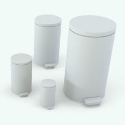 Revit Family / 3D Model - Metallic Round Step Trash Can Variations