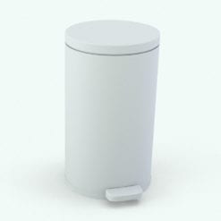 Revit Family / 3D Model - Metallic Round Step Trash Can Perspective