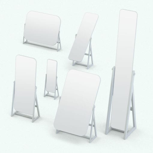 Revit Family / 3D Model - Minimalistic Cheval Mirror Variations