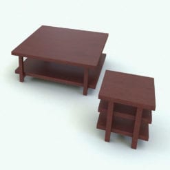Revit Family / 3D Model - Minimalistic Living Room Tables Set Rendered in Revit