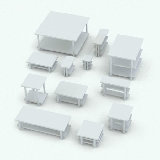 Revit Family / 3D Model - Minimalistic Living Room Tables Set Variations