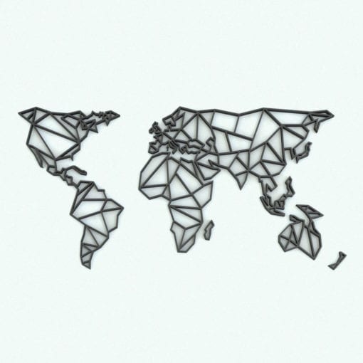 Revit Family / 3D Model - Minimalistic Wall World Map Rendered in Revit