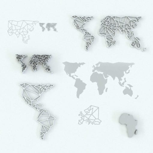 Revit Family / 3D Model - Minimalistic Wall World Map Variations