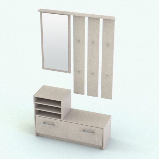 Revit Family / 3D Model - Modern Hallway Storage Unit Rendered in Revit