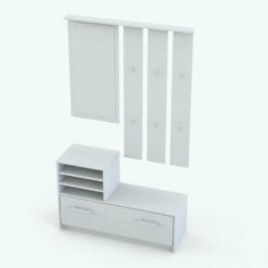 Revit Family / 3D Model - Modern Hallway Storage Unit Perspective