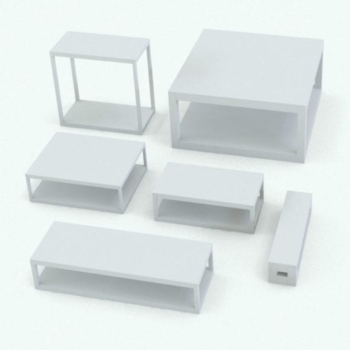 Revit Family / 3D Model - Modern Hollow Box Multipurpose Table Variations