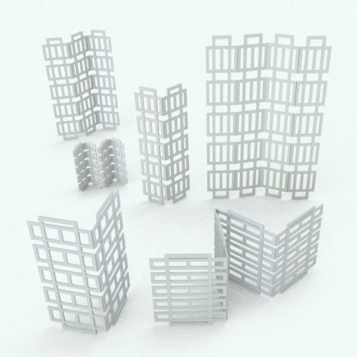 Revit Family / 3D Model - Modern Squares Space Divider Variations