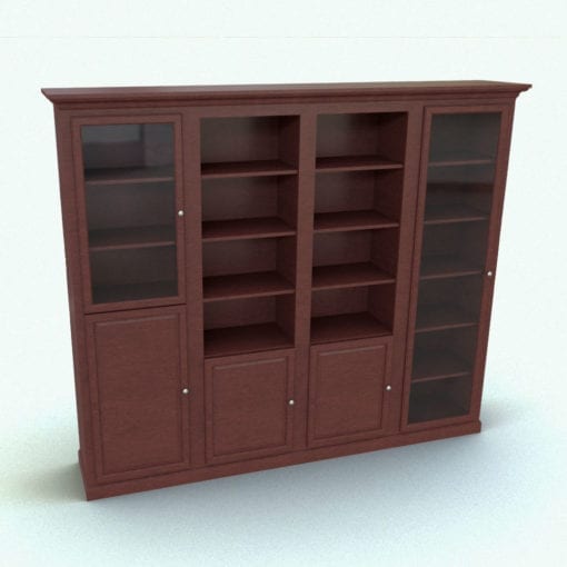 Revit Family / 3D Model - Modular Bookshelf With or Without Doors Rendered in Revit