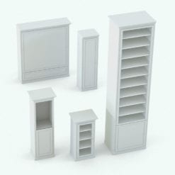 Revit Family / 3D Model - Modular Bookshelf With or Without Doors Variations