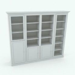 Revit Family / 3D Model - Modular Bookshelf With or Without Doors Perspective
