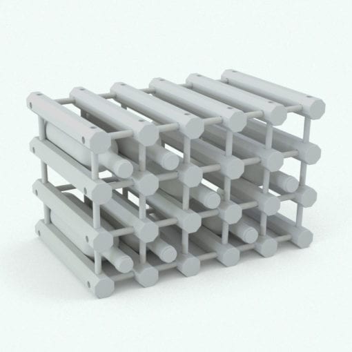 Revit Family / 3D Model - Octagonal Supports Wine Rack Perspective