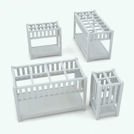 Revit Family / 3D Model - Rectangular Umbrella Stand With Divisions Variations