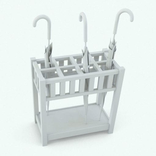 Revit Family / 3D Model - Rectangular Umbrella Stand With Divisions Perspective