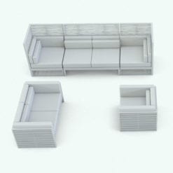 Revit Family / 3D Model - Slats Exterior Furniture Set Perspective