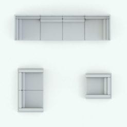 Revit Family / 3D Model - Slats Exterior Furniture Set Top View