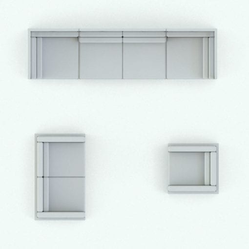 Revit Family / 3D Model - Slats Exterior Furniture Set Top View