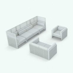 Revit Family / 3D Model - Slats Exterior Furniture Set Perspective 2