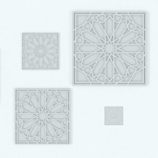 Revit Family / 3D Model - Mosaic Pattern Square Wall Decoration Variations
