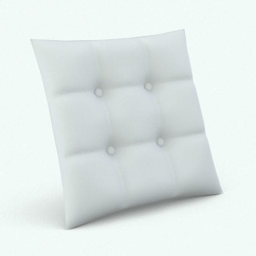 Revit Family / 3D Model - Square Cushion 4 Buttons Perspective