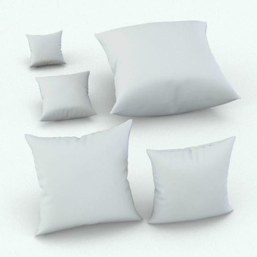 Revit Family / 3D Model - Square Cushion Euro Pillow Variations