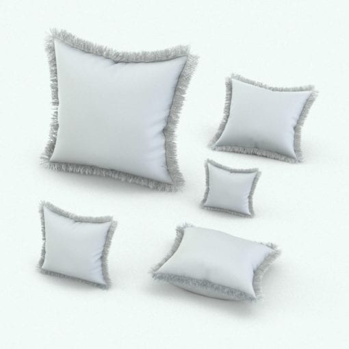 Revit Family / 3D Model - Square Cushion Fringe Variations