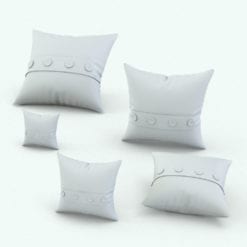 Revit Family / 3D Model - Square Cushion With Middle Buttons Variations