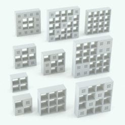 Revit Family / 3D Model - Square Grid Bookshelf Variations