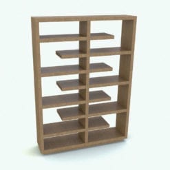 Revit Family / 3D Model - Staggered Bookshelf Rendered in Revit