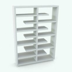 Revit Family / 3D Model - Staggered Bookshelf Perspective