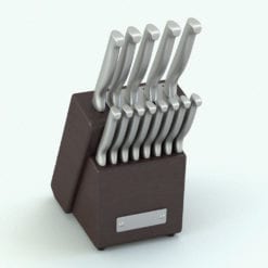 Revit Family / 3D Model - Stainless Steel Knife Block Rendered in Revit
